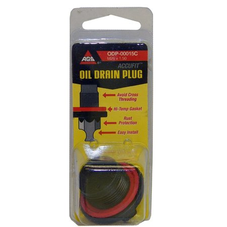 AGS ODP-00015C Accufit Oil Drain Plug M26x1.50, Card ODP-00015C